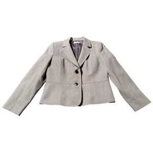 Kasper Gray Two Button Front Topper Career Blazer Suit Jacket Size 12P